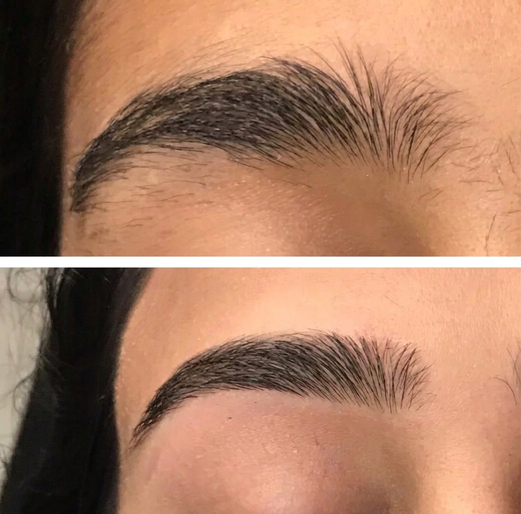 Before and after eyebrow threading by Meena